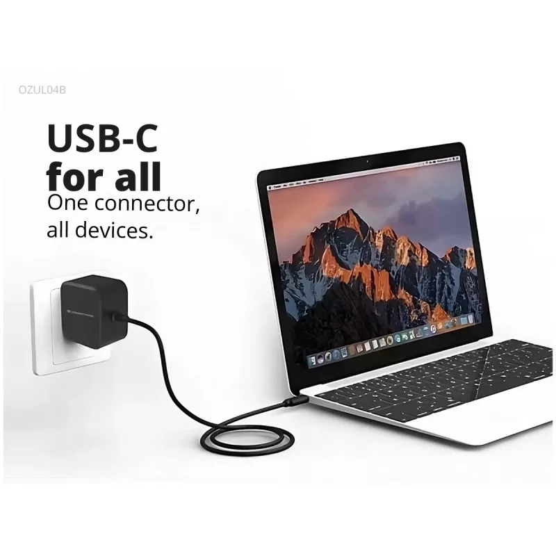 Conceptronic OZUL04BE 67W GaN USB PD laadija, sisseehitatud USB-C kaabel