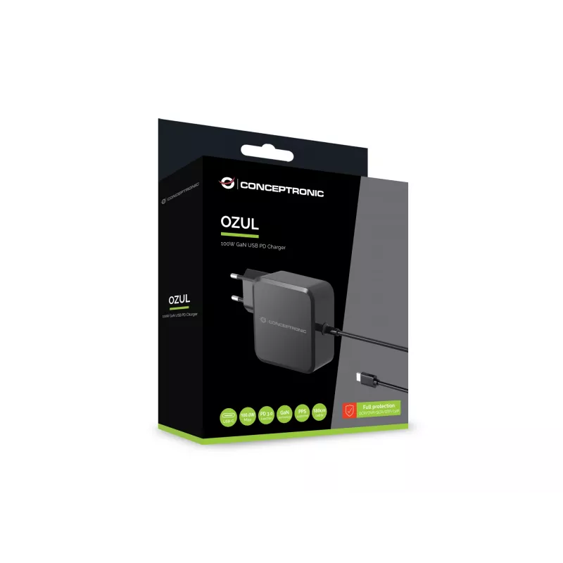 Conceptronic OZUL05BE mobiilseadme laadija Universaalne Must Vahelduvvool Siseruumidesse