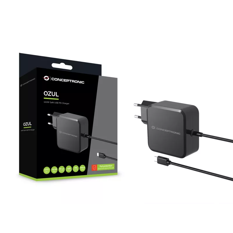Conceptronic OZUL05BE mobiilseadme laadija Universaalne Must Vahelduvvool Siseruumidesse