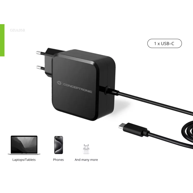 Conceptronic OZUL05BE mobiilseadme laadija Universaalne Must Vahelduvvool Siseruumidesse