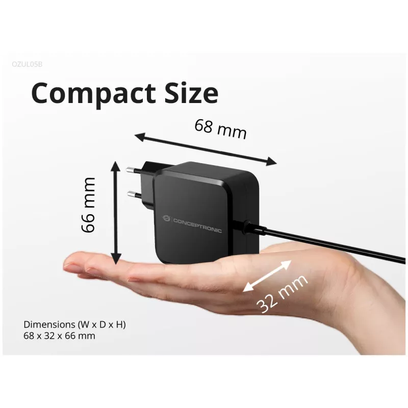 Conceptronic OZUL05BE mobiilseadme laadija Universaalne Must Vahelduvvool Siseruumidesse