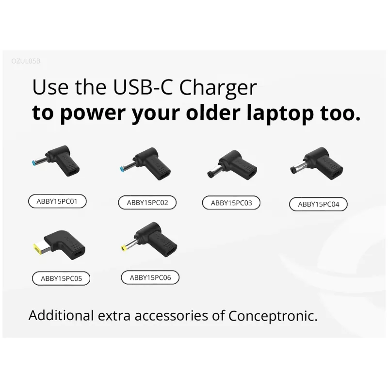 Conceptronic OZUL05BE mobiilseadme laadija Universaalne Must Vahelduvvool Siseruumidesse