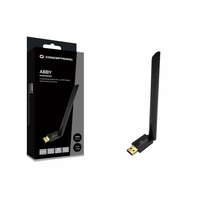 Conceptronic ABBY17B pikamaa Bluetooth 5.3 USB-adapter, väline antenn
