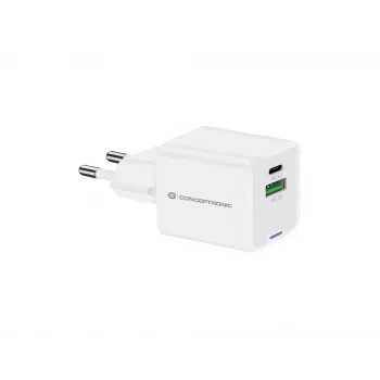 Conceptronic 2-pordiline 20W GaN USB PD laadija, USB-C x 1, USB-A x 1, QC 3.0, PPS