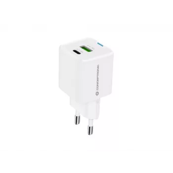 Conceptronic 2-pordiline 20W GaN USB PD laadija, USB-C x 1, USB-A x 1, QC 3.0, PPS