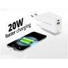 Conceptronic 2-pordiline 20W GaN USB PD laadija, USB-C x 1, USB-A x 1, QC 3.0, PPS