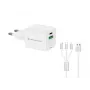 Conceptronic 2-pordiline 33 W GaN USB PD laadija koos 3-in-1 laadimiskaabliga, USB-C x 1, USB-A x 1, QC 3.0, PPS