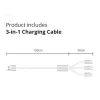 Conceptronic 2-pordiline 33 W GaN USB PD laadija koos 3-in-1 laadimiskaabliga, USB-C x 1, USB-A x 1, QC 3.0, PPS
