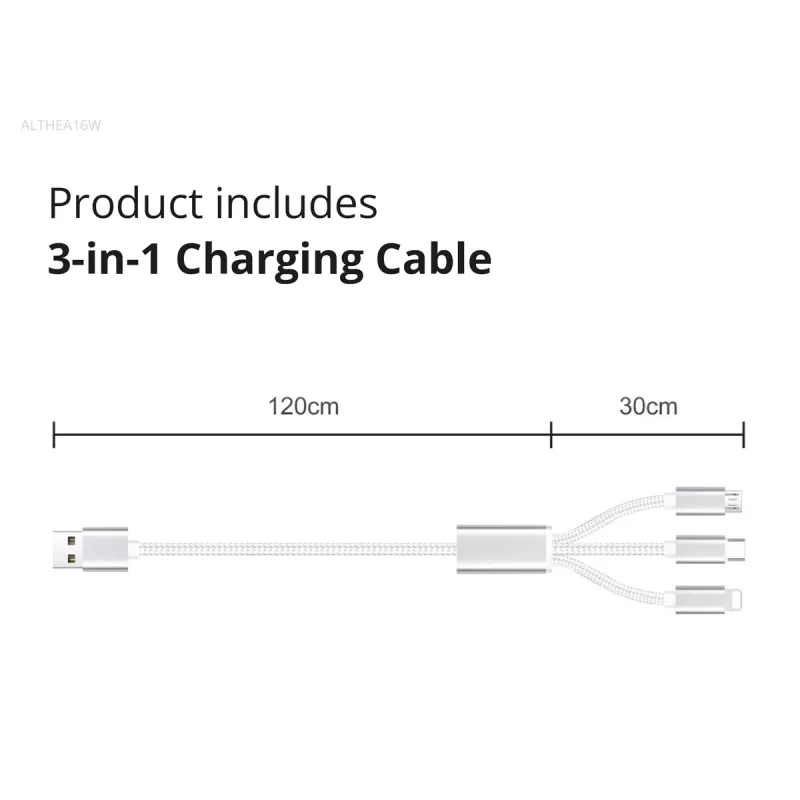 Conceptronic 2-pordiline 33 W GaN USB PD laadija koos 3-in-1 laadimiskaabliga, USB-C x 1, USB-A x 1, QC 3.0, PPS