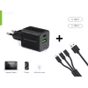 Conceptronic 2-pordiline 33W GaN USB PD laadija 3-in-1 laadimiskaabliga ALTHEA16B
