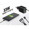 Conceptronic 2-pordiline 33W GaN USB PD laadija 3-in-1 laadimiskaabliga ALTHEA16B