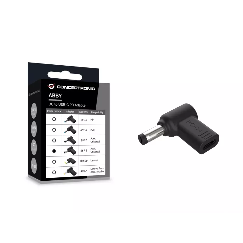 Conceptronic ABBY15PC04 DC-USB-C-adapter, Asus/Universal 5,5x2,5 mm, 18–20 V