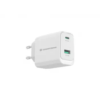 Conceptronic ALTHEA20W45 2-pordiline 45 W GaN USB PD laadija, USB-C x 1, USB-A x 1, QC 3.0, PPS, PD 3.0