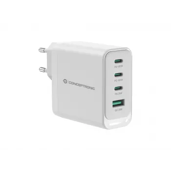 Conceptronic ALTHEA22W100 4-pordiline 100W GaN USB PD laadija, USB-C x 3, USB-A x 1, QC 3.0, PPS, PD 3.0