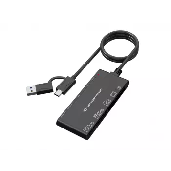 7-ühes kaardilugeja CONCEPTRONIC BIAN10B — USB 3.2 Gen 1 Type-A/USB-C, CF/MMC/MS/SD/MicroSD/xD, must