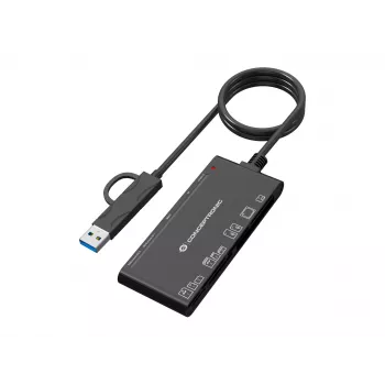 7-ühes kaardilugeja CONCEPTRONIC BIAN10B — USB 3.2 Gen 1 Type-A/USB-C, CF/MMC/MS/SD/MicroSD/xD, must