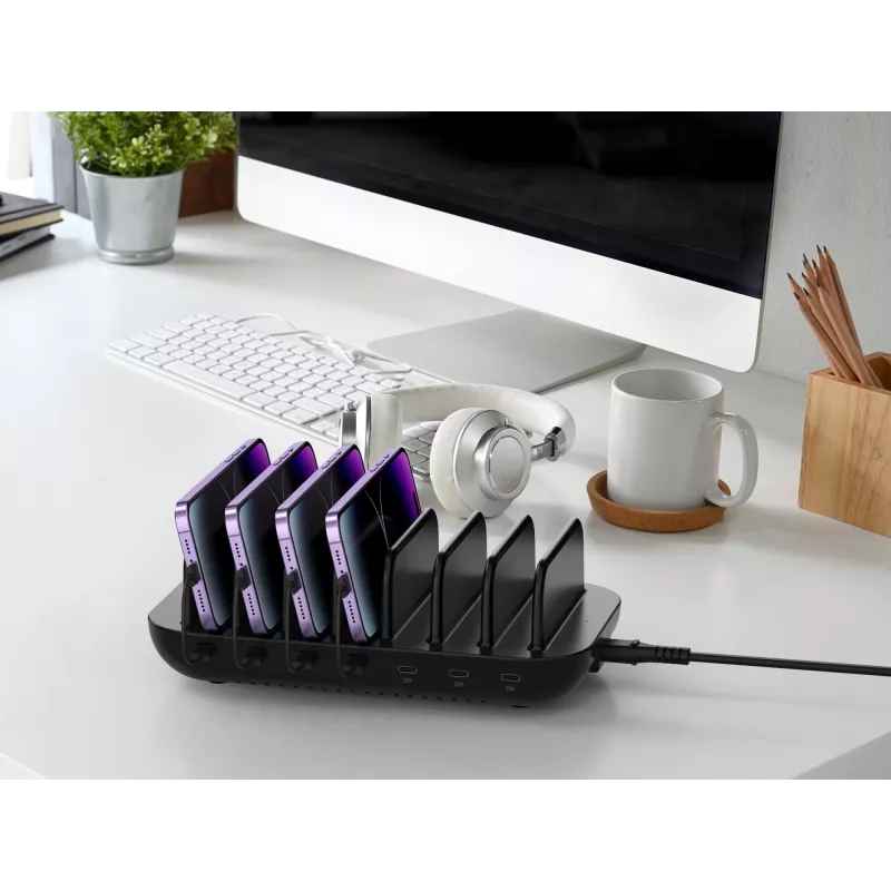 Conceptronic OZUL07B 160W 7-pordiline USB PD laadimisjaam, USB-C x 7, PD 3.0