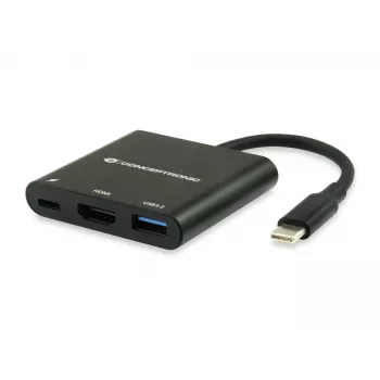 Conceptronic DONN01B sülearvuti dokk/pordireplikaator USB 3.2 Gen 1 (3.1 Gen 1) USB-C Must