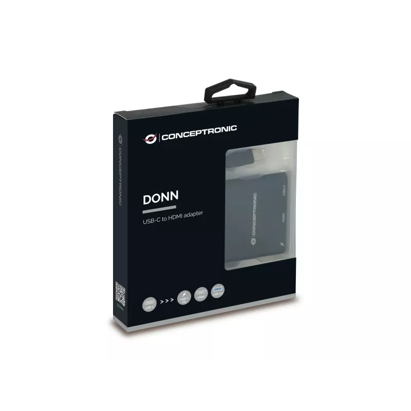Conceptronic DONN01B sülearvuti dokk/pordireplikaator USB 3.2 Gen 1 (3.1 Gen 1) USB-C Must