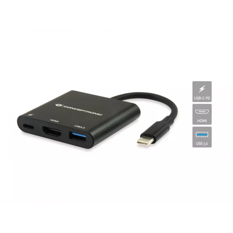 Conceptronic DONN01B sülearvuti dokk/pordireplikaator USB 3.2 Gen 1 (3.1 Gen 1) USB-C Must