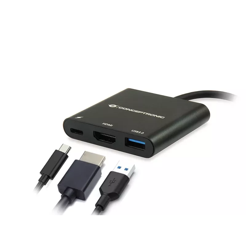 Conceptronic DONN01B sülearvuti dokk/pordireplikaator USB 3.2 Gen 1 (3.1 Gen 1) USB-C Must