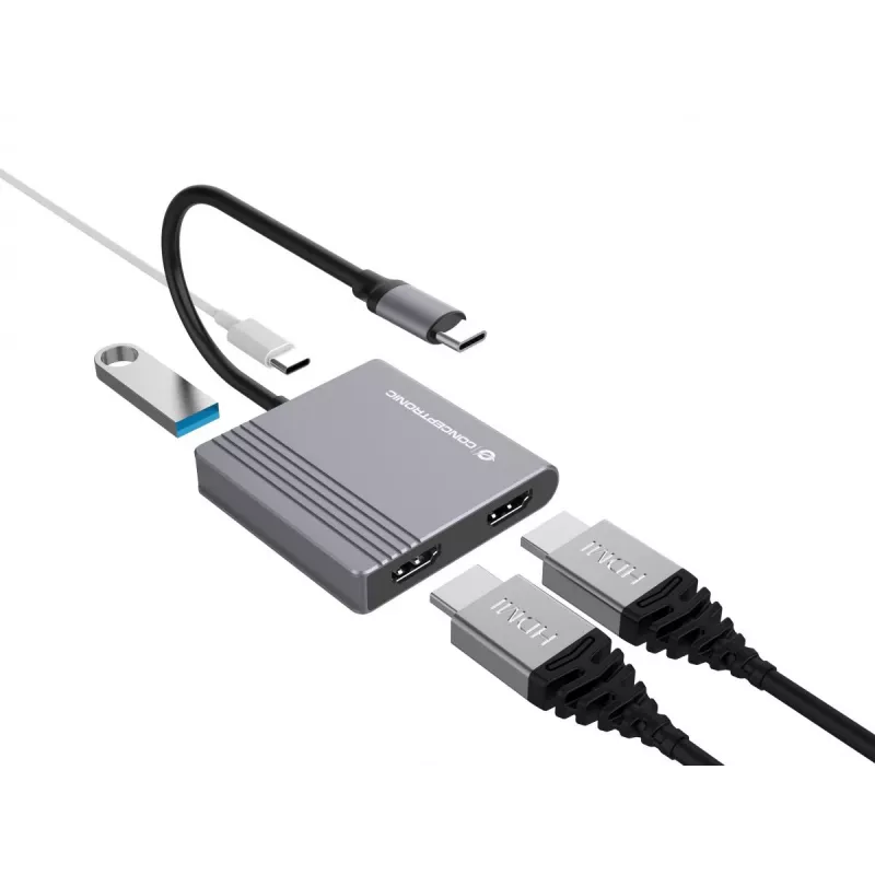 Conceptronic DONN13G sülearvuti dokkimisjaam / pordikordisti Juhtmega USB 3.2 Gen 1 (3.1 Gen 1) USB-C Hall