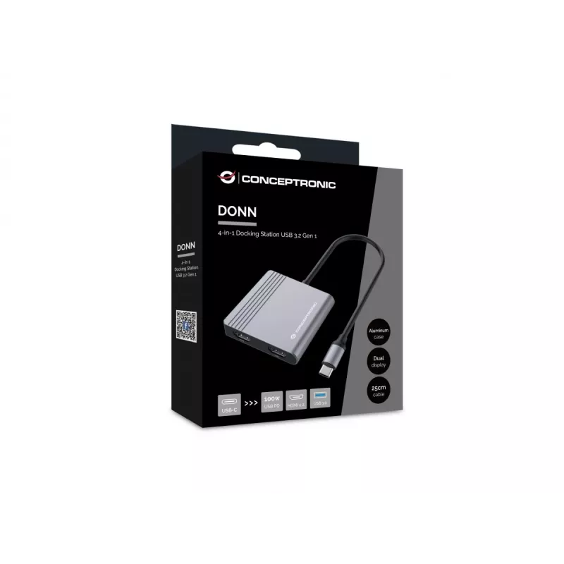 Conceptronic DONN13G sülearvuti dokkimisjaam / pordikordisti Juhtmega USB 3.2 Gen 1 (3.1 Gen 1) USB-C Hall
