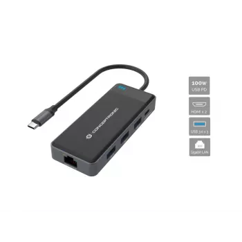 Conceptronic DONN14G sülearvuti dokk/pordireplikaator Juhtmega USB 3.2 Gen 1 (3.1 Gen 1) USB-C Hall