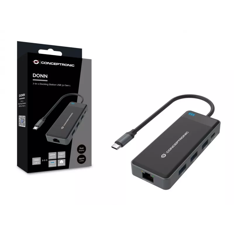 Conceptronic DONN14G sülearvuti dokk/pordireplikaator Juhtmega USB 3.2 Gen 1 (3.1 Gen 1) USB-C Hall