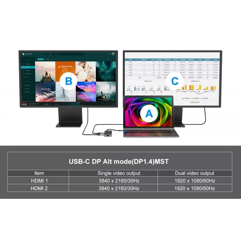Conceptronic DONN14G sülearvuti dokk/pordireplikaator Juhtmega USB 3.2 Gen 1 (3.1 Gen 1) USB-C Hall