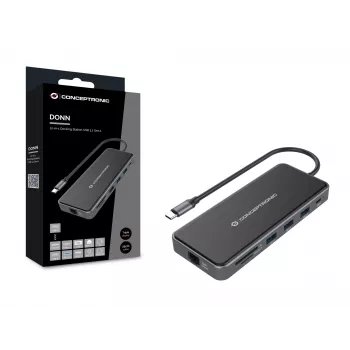 Conceptronic DONN15G sülearvuti dokk/pordireplikaator Juhtmega USB 3.2 Gen 1 (3.1 Gen 1) USB-C Hall