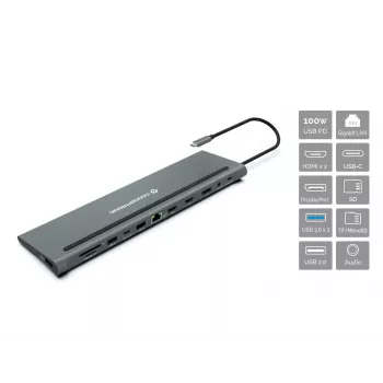 Conceptronic DONN17G sülearvuti dokkimisjaam / pordireplikaator juhtmega USB 3.2 Gen 1 (3.1 Gen 1) USB-C hall