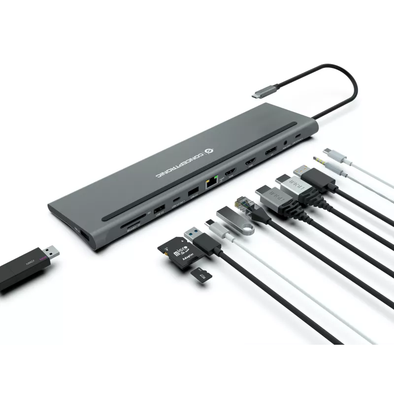 Conceptronic DONN17G sülearvuti dokkimisjaam / pordireplikaator juhtmega USB 3.2 Gen 1 (3.1 Gen 1) USB-C hall