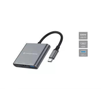 Conceptronic DONN18G 3-in-1 USB 3.2 Gen 1 dokkjaam, HDMI, USB 3.0, 100 W USB PD