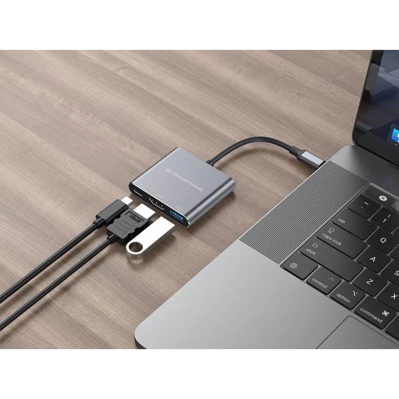 Conceptronic DONN18G 3-in-1 USB 3.2 Gen 1 dokkjaam, HDMI, USB 3.0, 100 W USB PD