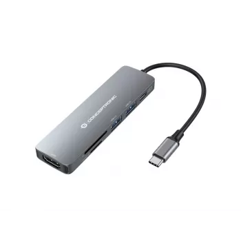 Conceptronic DONN11G 6-in-1 USB 3.2 Gen 1 dokkimisjaam, HDMI, 100W USB PD, USB 3.0, USB 2.0, SD, TF/MicroSD