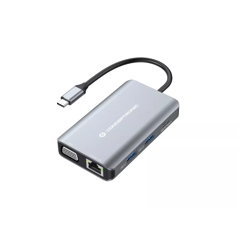 Conceptronic DONN21G sülearvuti dokk/pordireplikaator Juhtmega USB 3.2 Gen 1 (3.1 Gen 1) USB-C Hall