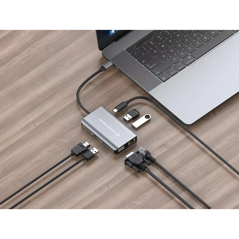 Conceptronic DONN21G sülearvuti dokk/pordireplikaator Juhtmega USB 3.2 Gen 1 (3.1 Gen 1) USB-C Hall