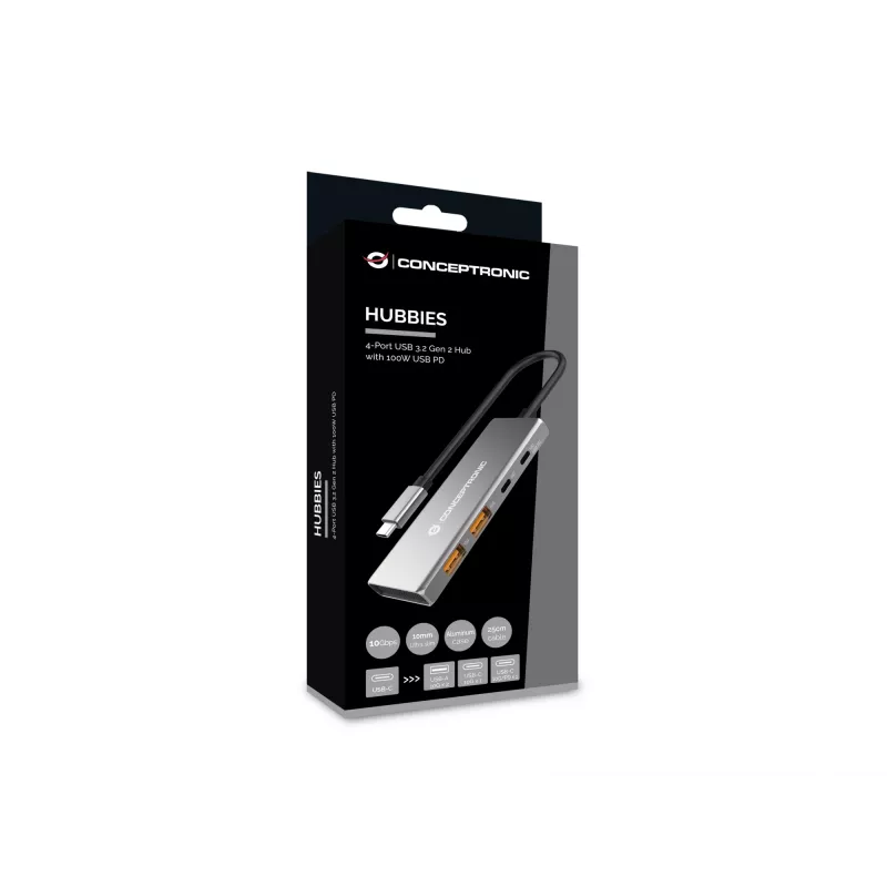 Conceptronic HUBBIES15G liidesejaotur USB 3.2 Gen 2 (3.1 Gen 2) USB-C 10000 Mbit/s Hall