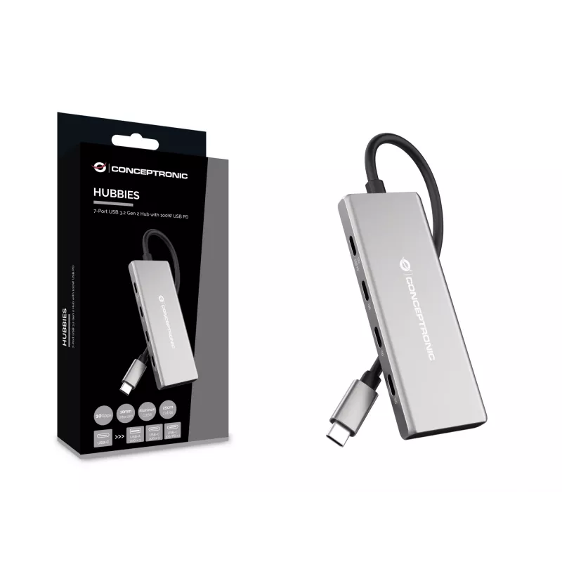Conceptronic HUBBIES17G liidesejaotur USB 3.2 Gen 2 (3.1 Gen 2) USB-C 10000 Mbit/s hall