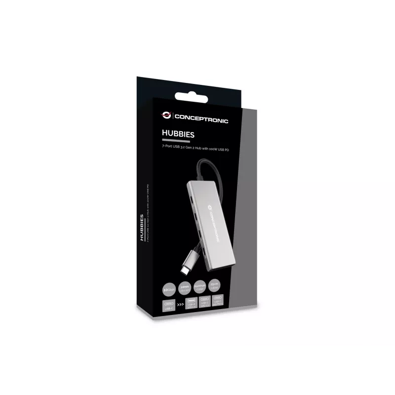 Conceptronic HUBBIES17G liidesejaotur USB 3.2 Gen 2 (3.1 Gen 2) USB-C 10000 Mbit/s hall