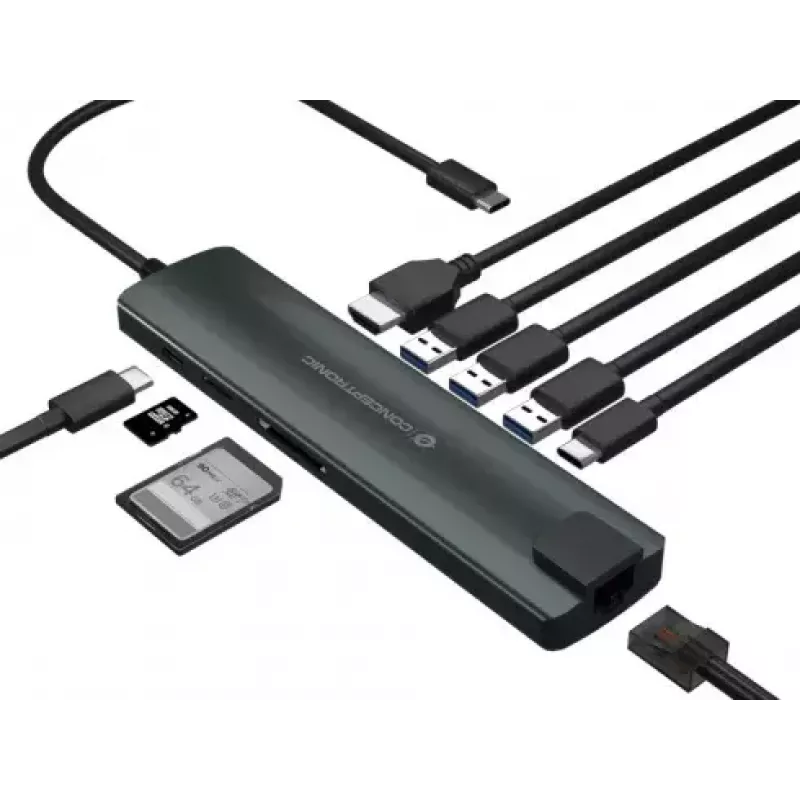 Conceptronic DONN 9-in-1 multifunktsionaalne USB-jaoturi adapter