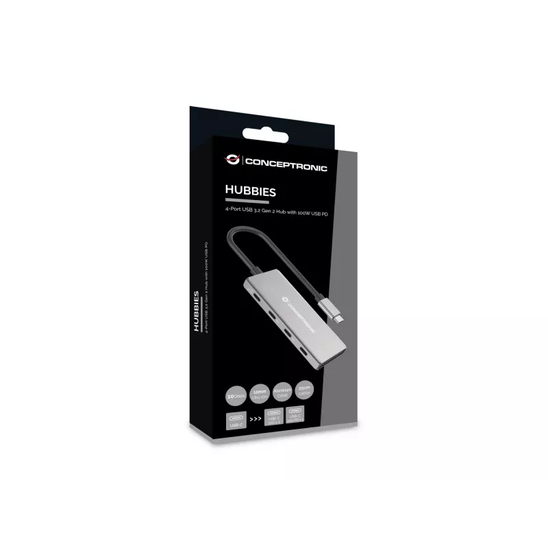 Conceptronic HUBBIES16G liidese jaotur USB 3.2 Gen 2 (3.1 Gen 2) USB-C 10000 Mbit/s Hall