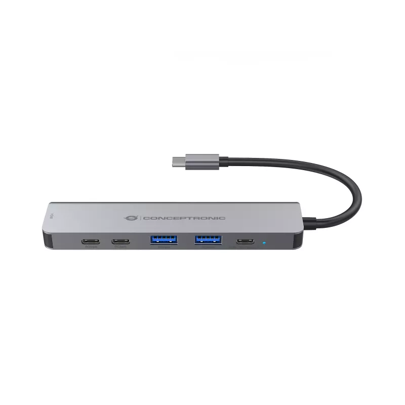 6-in-1 USB 3.2 Gen 1 dokkimisjaam CONCEPTRONIC DONN33G HDMI, 2×USB-A 5Gbps, 2×USB-C 5Gbps, 100W USB PD, hõbedane
