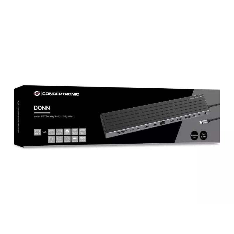 Dokkjaam Conceptronic DONN32B 14-in-1 USB 3.2 Gen 1 HDMI DP