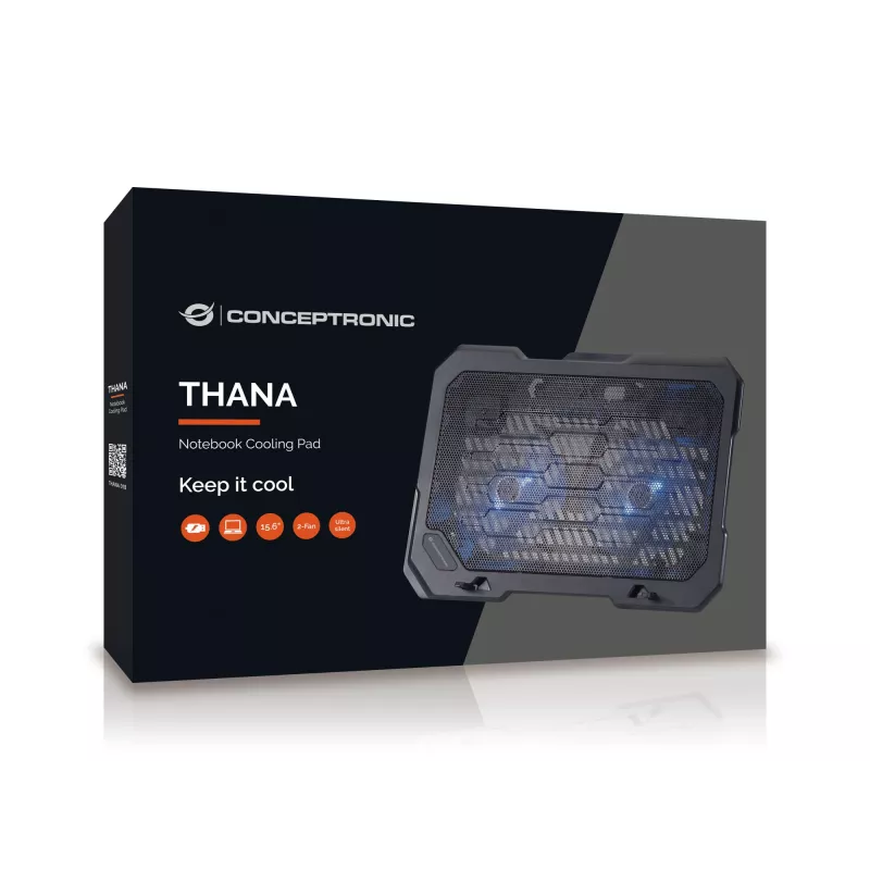 Conceptronic THANA sülearvuti jahutusalus, sobib kuni 15,6-tollisele, 2 ventilaatorit