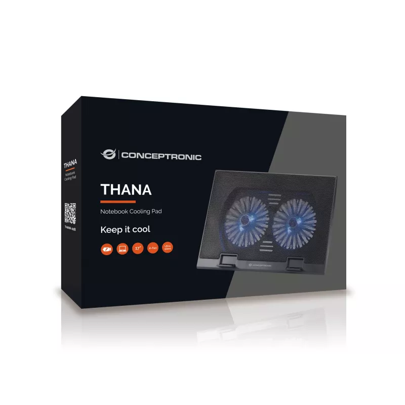Conceptronic THANA sülearvuti jahutusalus, sobib kuni 17-tollistele, 2 ventilaatorit