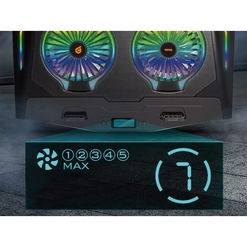 Conceptronic THYIA ERGO 2-Fan Gaming sülearvuti jahutusalus, 43,2 cm (17 tolli), 2 tk, nupud, must, sinine, roheline, punane, Hiina