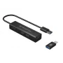 Conceptronic 4-pordiline USB 3.0 alumiiniumist jaotur koos USB-C - USB-A adapteriga
