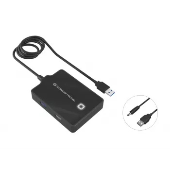Conceptronic HUBBIES 4-pordiline USB 3.0/2.0 jaotur, 90 cm kaabel, USB 3.2 Gen 1 (3.1 Gen 1) Type-A, must, USB 2.0, USB 3.2 Gen 1 (3.1 Gen 1) Type-A, Hiina, 87 mm, 55 mm